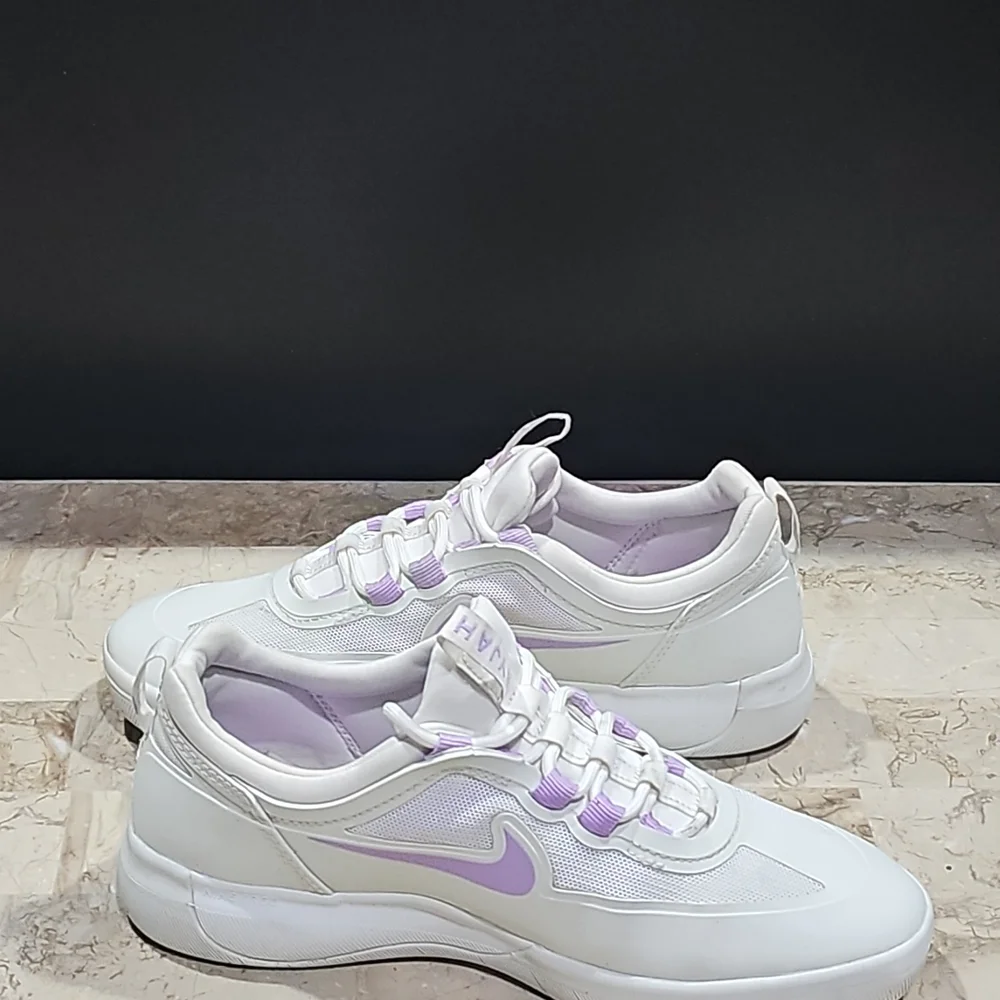 Nike Nyjah Free 2 SB‎ Summit White Lilac Skate Shoes BV2078-108 Youth Size 5, 37 - Picture 6 of 9